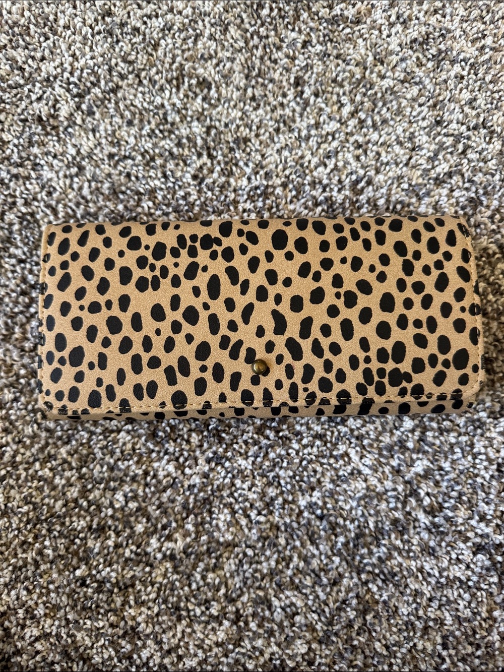 Leopard Print Tan and Black Long Wallet